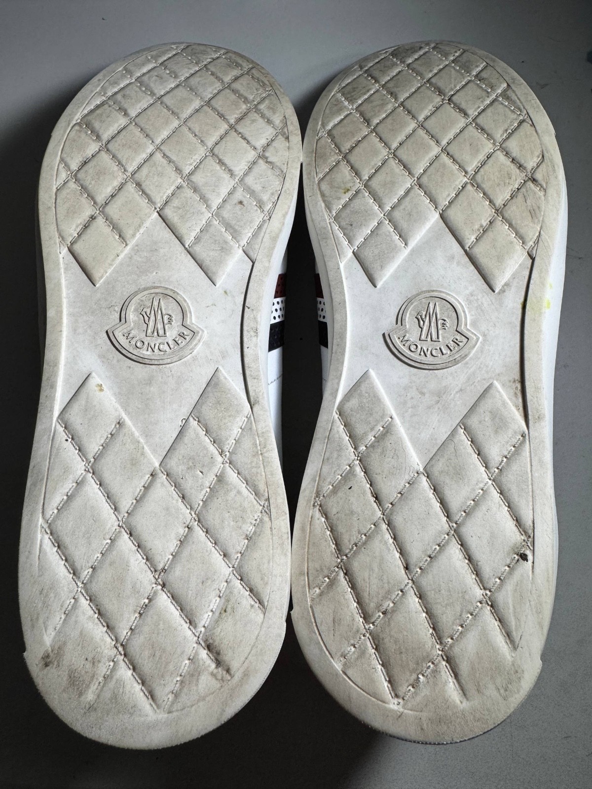 Moncler New Monaco White Leather Sneakers Size 44 EU Tricolor Perforated Mens thumbnail 5