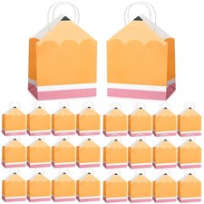 24 Pcs Pencil Shaped Gift Bags, 7.9x10.2x3.9, Handle, Teacher, Treat, Party