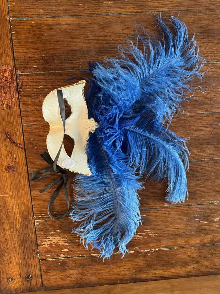 Blue Feather Masquerade Party Mask - Image 4 of 4
