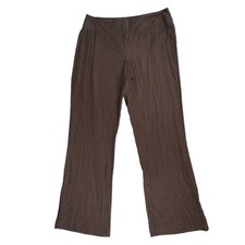 Worthington Womens Linen Trousers Size 12 32x31 Brown Wide Leg High Rise READ