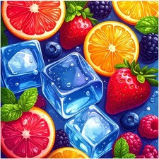 Tile Mural Colorful Citrus Fruit with Ice Cubes Kitchen Bathroom Wall Backsplash