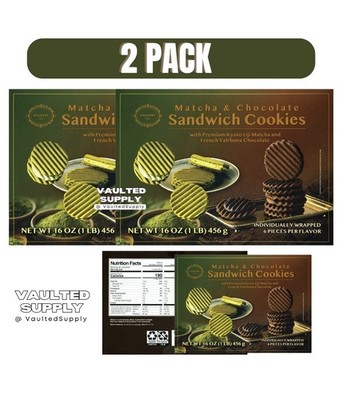 GelOVERY Matcha & Chocolate Sandwich Cookies 16oz   2 Pack Fresh Stock