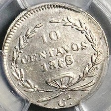 1868/8-Ca PCGS XF Mexico 10 Centavos Rare Chihuahua Mint Silver Coin (25080303C)