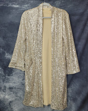 By Together Duster Sequin Womens SZ S Long Gold Duster