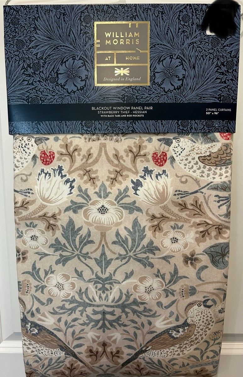 William Morris & Co 2pc BLACKOUT Strawberry Thief Hessian Curtains