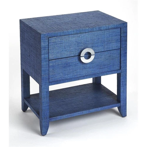 Butler Specialty Amelle Raffia End Table In Blue - Picture 2 of 5