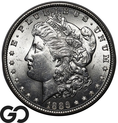 1886 Morgan Silver Dollar Silver Coin, Lustrous Beauty