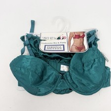 Vtg Second Skin Satin String Bikini Panty Sz L 36C Personal Identity Set Teal