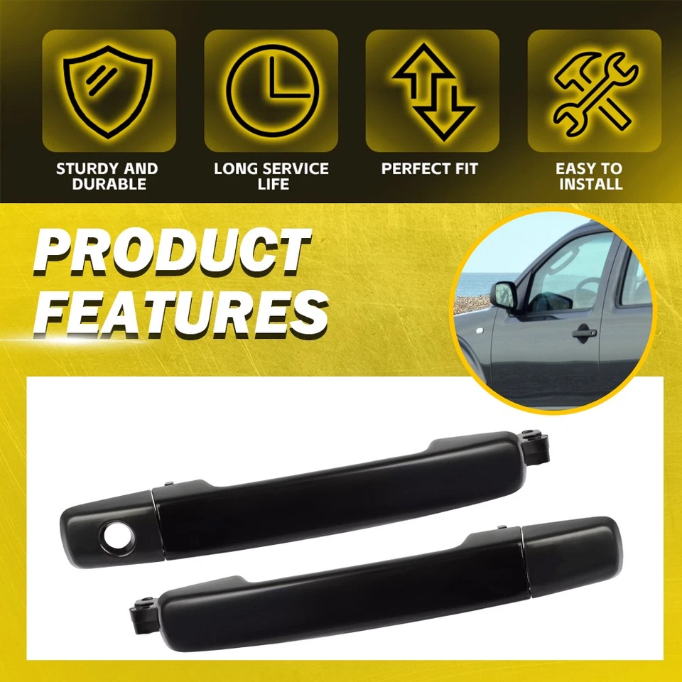 Set For 2005-2015 Nissan Door Handle Frontier Front or Rear Smooth Black 2-Pcs Foto 2 de 4