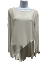 Karen Kane Silver Viscose Asymmetric Ruffle Hem Blouse Made in USA Medium NWT