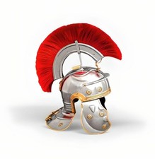 Roman Legionary Helmet with Red or Tan Plume | Handmade Steel LARP Armor Gift