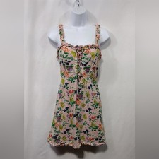 Urban Outfitters Robin Lace Up Mini Dress Women's XS Pink Multicolor Cottagecore