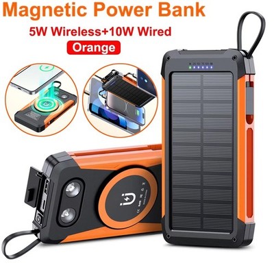 NIFFPD 100000mAh Solar Power Bank Wireless Charging for Cell Phones w/Flashlight