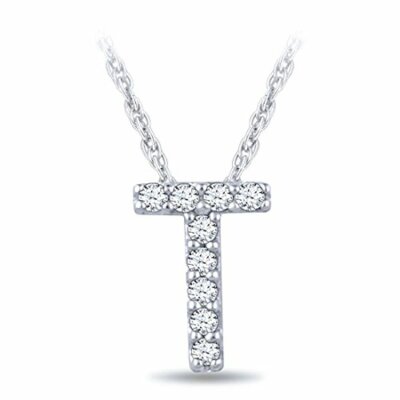 Initial Pendant Charm 14k White Gold 
