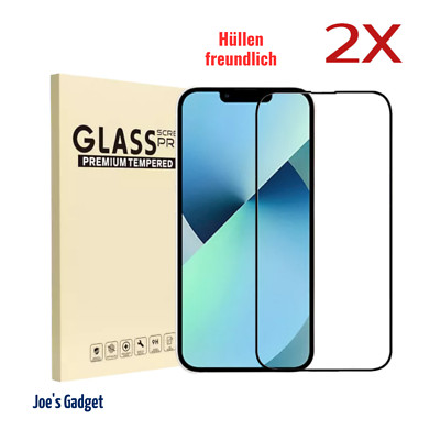 2x Displayschutzglas iPhone 17 16 15 14 13 12 11 Pro Echt Glas 9H 9D Full Cover