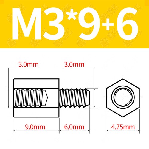Single Head Hexagonal Copper Column M3/M4 Thread Copper Studs Standoff Spacer - Picture 12 of 41