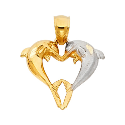 Gold - 14K Bicolor Gold Delphin Anhänger