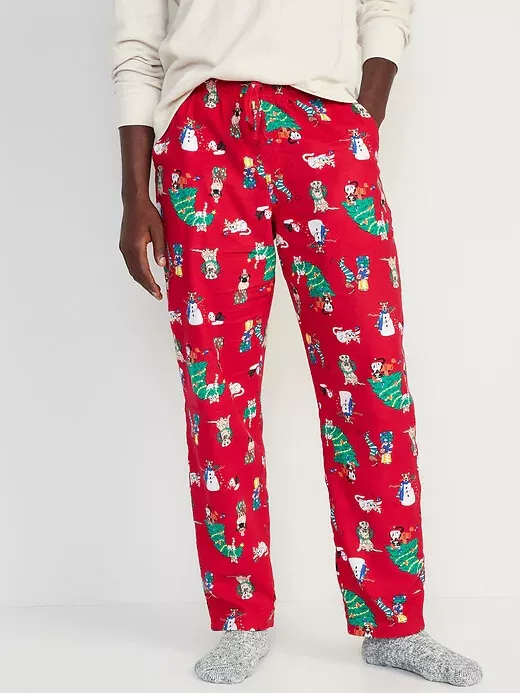 NWT Old Navy Red Holiday Pets Cat Dog Flannel Pajama Pants Sleep Lounge Men  S XL