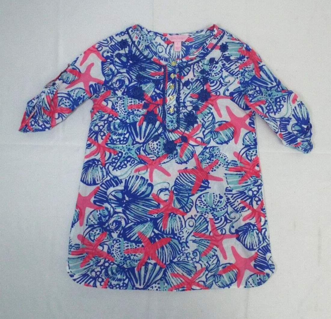 Robe LILLY PULITZER Imprimé Coquillages Rose Et Blanc - Soie Et Coton, Taille XS, Occasion Très Bon état