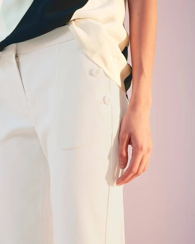 Jigsaw Women's Mid Waist Slim Leg Trousers/Pants in Ivory UK 14 - Image 2 of 4