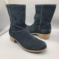 UGG Australia 'Cyrinda' Women's boots black Suede low heel 1004366 pull-on sz 9