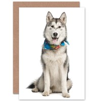 Tier Husky Krawatte Niedlich Geburtstagskarte