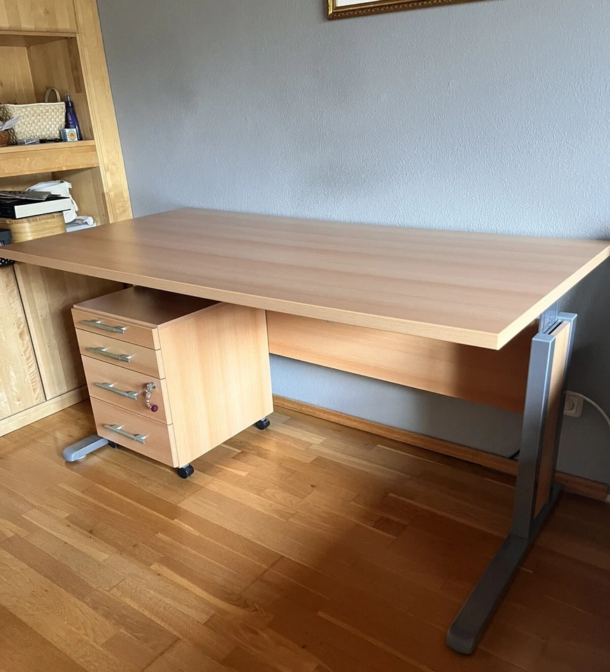 höhenverstellabrer Schreibtisch 160x80 mit Rollkontainer