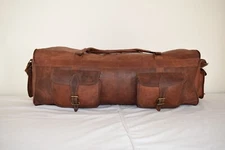 28" Duffle Bag Holdall Travel Luggage Handbag Real Leather Duffel Shoulder Bags