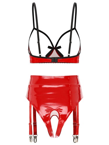 Conjunto de sujetador recortado para mujeres Ropa de club nocturno Lencería Entrepierna abierta Ropa interior Ropa de dormir Top Traje - Imagen 8 de 72