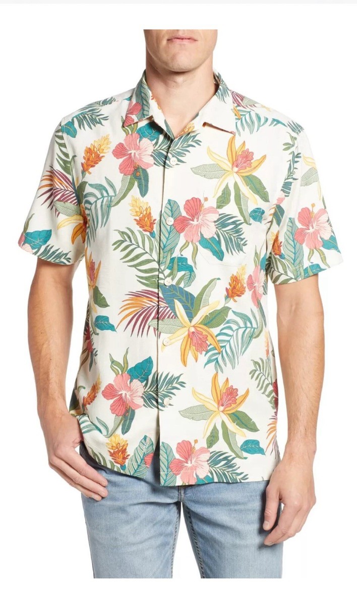 Tommy Bahama Beach Crest Blooms Silk Blend Camp Shirt - Size XL