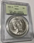 1923 D $1 PCGS MS 64 Peace Silver Dollar, Better Date Old Green Holder PQ Coin