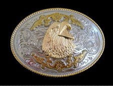 American Bald Eagle Gold and Silver Plated Western Belt Buckle Buckles