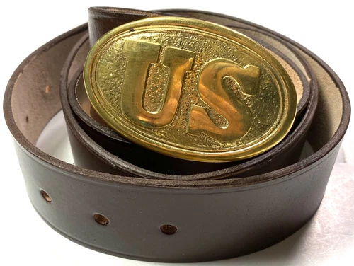 CIVIL WAR US UNION ENLISTED FIELD BELT & BUCKLE- SIZE 3 (FITS 34-42 INCH WAIST)