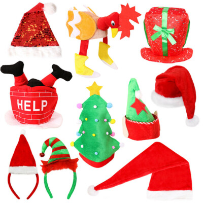 10 PACK CHRISTMAS HATS WORK OFFICE XMAS PARTY ADULTS FUNNY NOVELTY