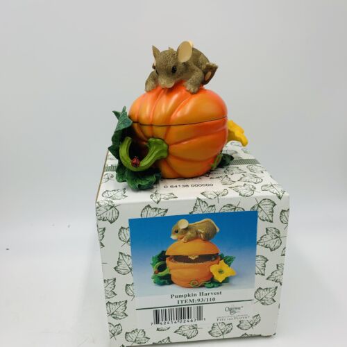 Charming Tails “PUMPKIN HARVEST” Mouse Figurine By Fitz Floyd Trinket Box FALL - Picture 1 of 12
