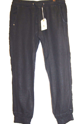 Jetlag Black Men's Linen Stylish Stretch Pants Size 2XL