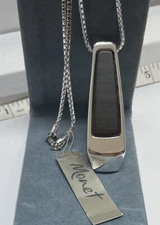 MONET SILVER PLATED FAUX WOOD PENDANT 30” LONG NECKLACE NEW NWT **SEE DETAILS**