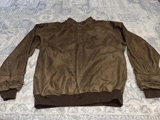 Zero Restriction Microsuede Golf Jacket Sz Large Mens Brown Check  crest   pull
