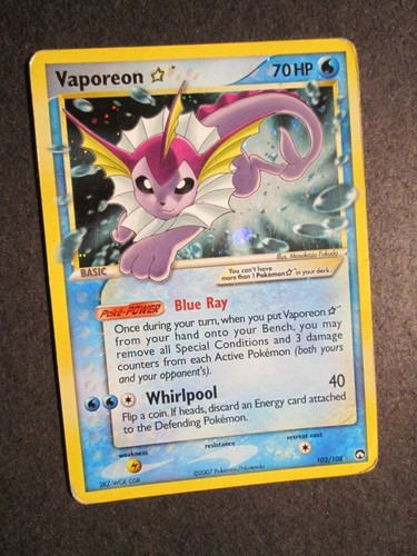 Pl Pokemon Gold Star Vaporeon Card Ex Power Keepers Set 102 108 Holo Rare Ap Ebay