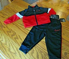 Nike Baby Boy's Pant Set Size 12 Months Full Zip Jacket Logo Black Red NWT