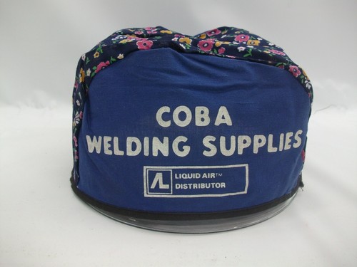 Coba Welding Supplies Blue Floral Vintage Welding Welders Skull Cap Hat