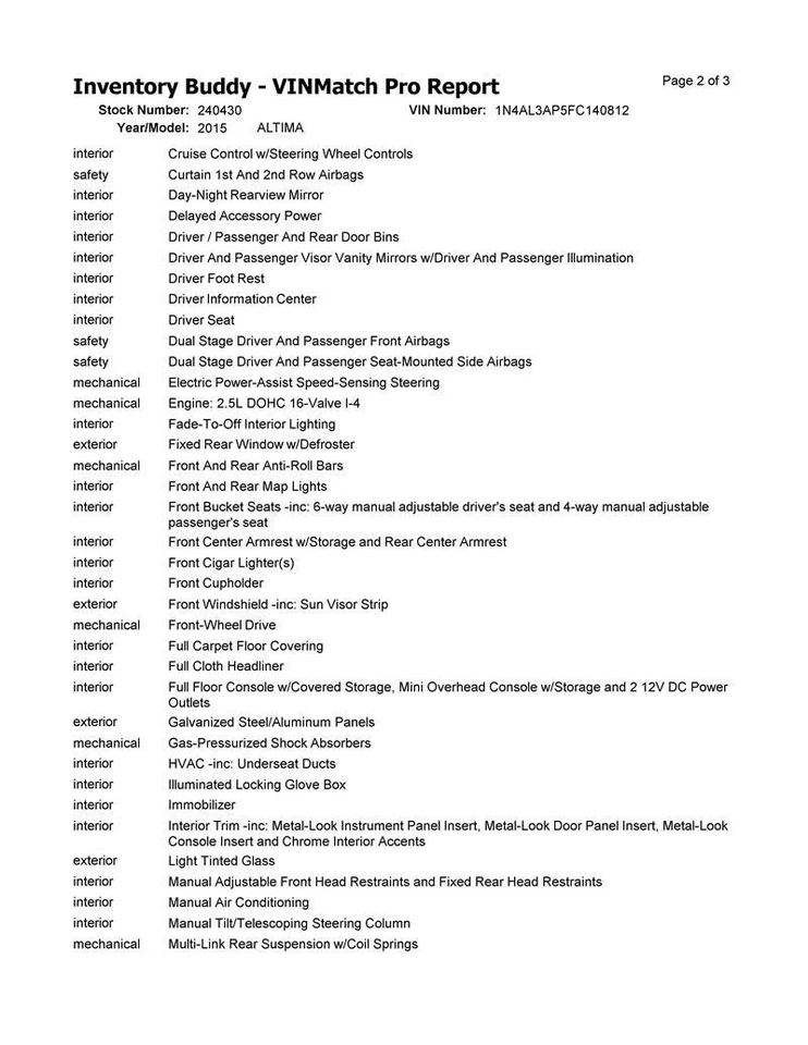 Used Speedometer Gauge fits: 2015 Nissan Altima cluster 2.5L 4 cylinder MPH Grad - Изображение 3 из 4
