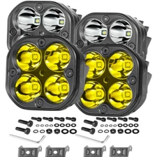 4x3"Inch 80W Amber & White LED Cube Pods Spot Work Light Bar Driving Offroad Fog
