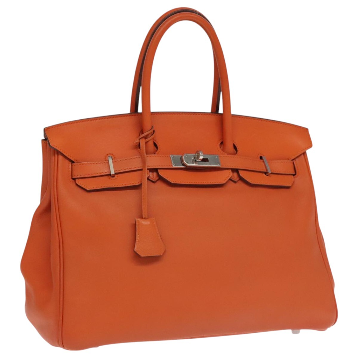 HERMES Birkin 35 Hand Bag Swift Orange Silver Auth 99939 | eBay