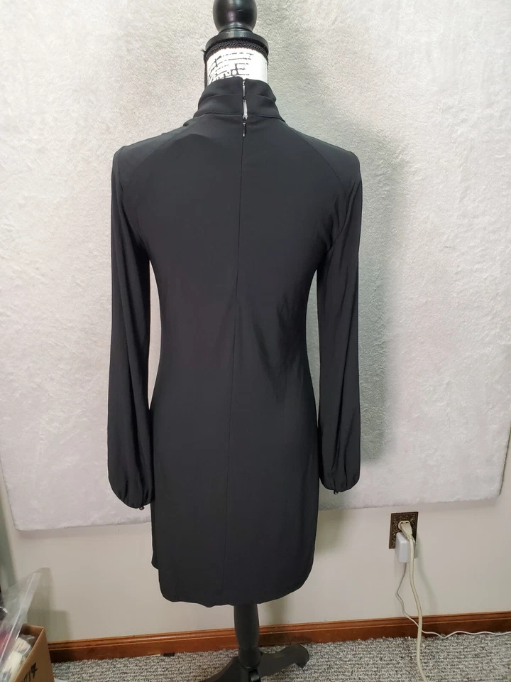 Vestido recortado White House Black Market para mujer talla 6 negro manga larga cremallera trasera Foto 2 de 4