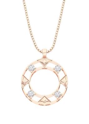 VS F 0,40 Karat echter Diamant 14K Rotgold Kreis Anhänger Halskette 0,83 Zoll