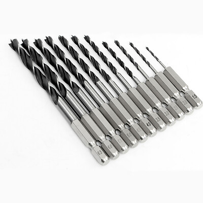 HSS Brad Point Hex Shank Twist Bits woodworking drill bit Set 1.5mm - 10mm