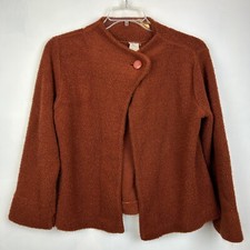 Vtg Sweater Womans L Knit Cardigan Jacket Sally Gee Burnt Orange Union Label