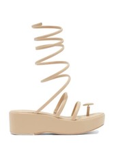 New Cult Gaia Alba Sand Leather Coil Wrap Platform Wedge Sandals Pumps 36 6 498
