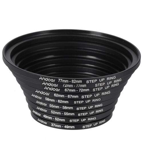 Andoer 18pcs Camera Lens Filter Step Up Step Down Ring Adapter Set 37- 82mm W0J6 - Picture 3 of 9